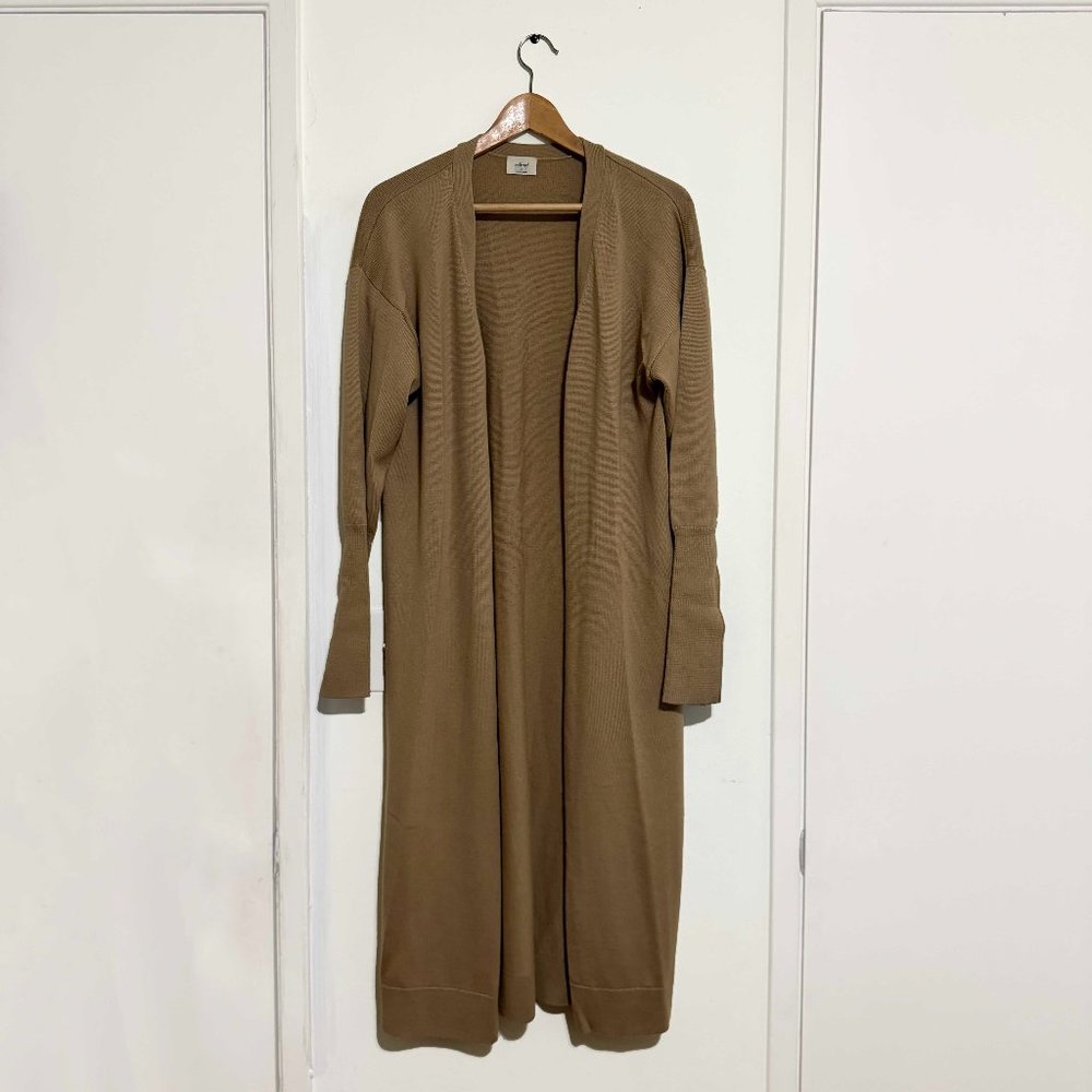 aritzia wilfred knit duster cardigan sweater khaki sz s